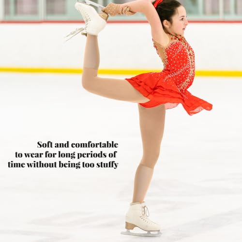 Knee High Ice Skating Socks for Women - 12 Pcs, One Size Nude