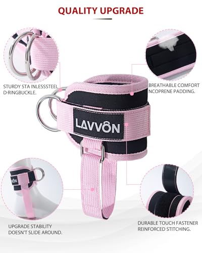 Barbell Squat Pad Set - Thick Foam Cushion with Ankle Straps - Pink