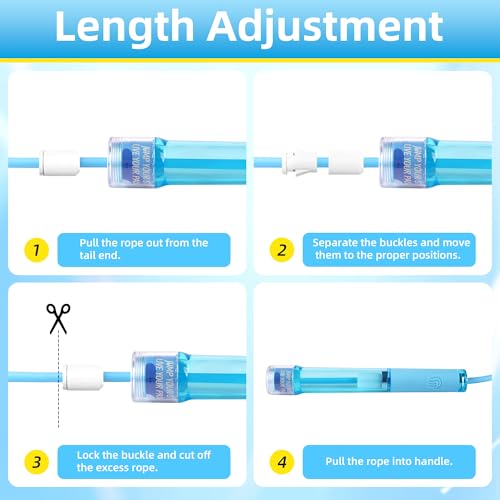 Kids Jump Rope - 9.2ft Adjustable, Dual Bearings, Non-Slip Grip - Blue