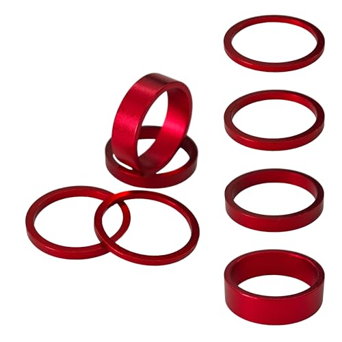 Aluminum Alloy Bicycle Headset Spacers - Red, 8PCS Set