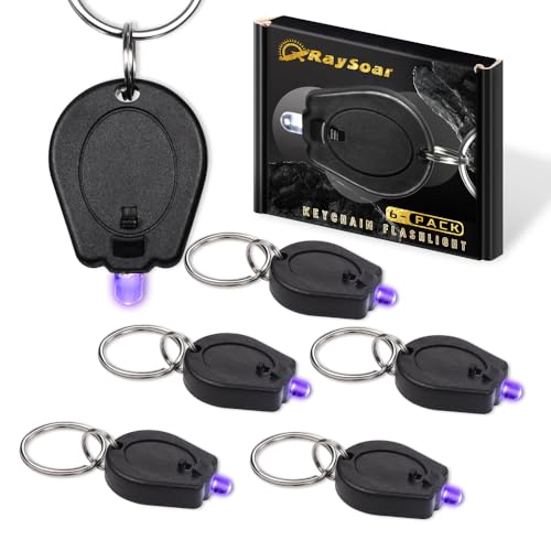 Mini UV LED Keychain Flashlight - 6 Pack Black Light