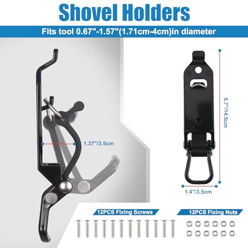 6 Pack Roof Rack Shovel Mount - Heavy-Duty Black Holder