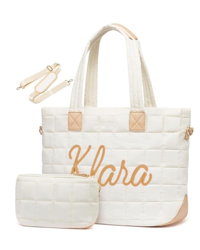 Custom Quilted Puffer Laptop Tote Bag Set with Mini Pouch - Waterproof Nylon