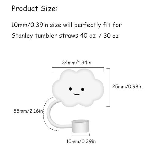 3pcs Cloud Straw Covers for 10mm Large Tumbler Straws - Mix Cloud