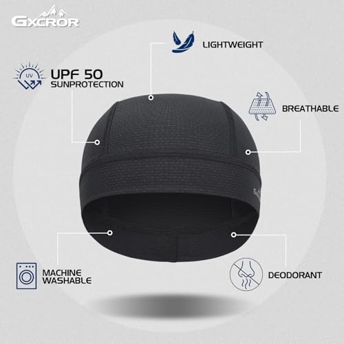 Cooling Skull Cap Helmet Liner - Moisture Wicking Cycling Cap - Black - Medium