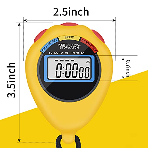 12 Pack Digital Sport Stopwatch Timer - Large Display with Alarm