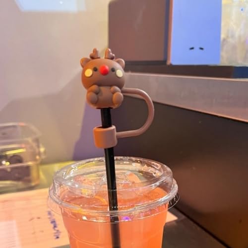 6PCS Christmas Silicone Straw Covers for Stanley Tumblers - 10mm