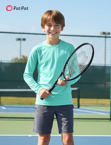 PATPAT Boys UPF 50+ Rash Guard Swim Shirt Long Sleeve Turquoise 7-8 Years