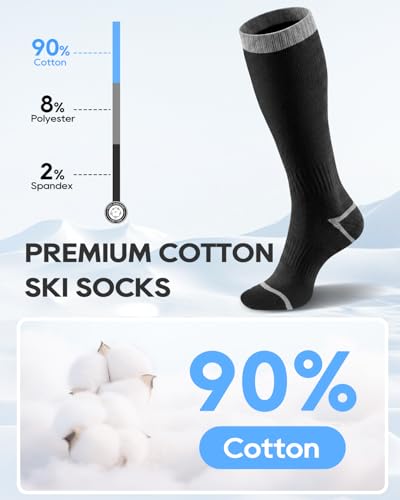 Thermal Knee High Ski Socks - Warm Winter Socks for Hiking and Snowboarding