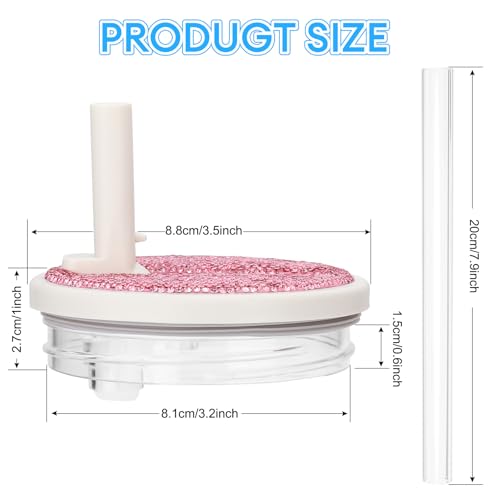 Rhinestone Flip Straw Lid Replacement for Stanley 30 oz - Cream-Pink