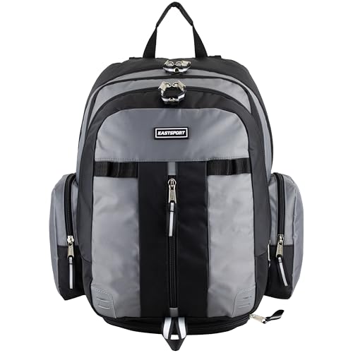 Eastsport Extra Large Expandable Travel Hiking Backpack Ash Gray/Black 18x13.5x9.5