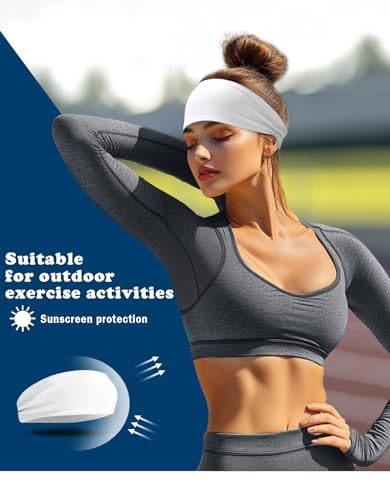 Sweat Wicking Sports Headband for Men & Women - White Pack