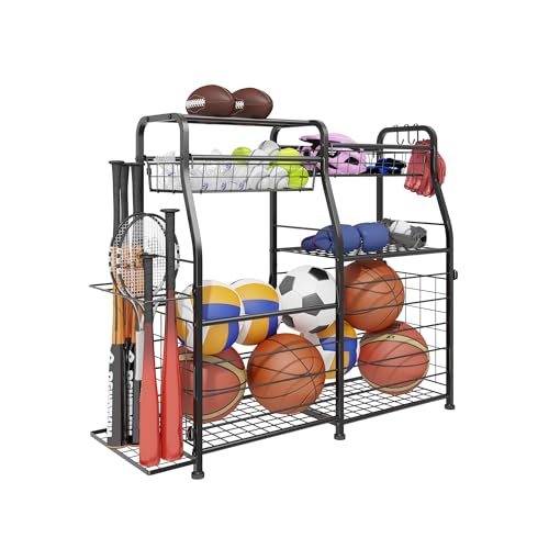 Sports Equipment Organizer with Wheels - Ball Storage Rack