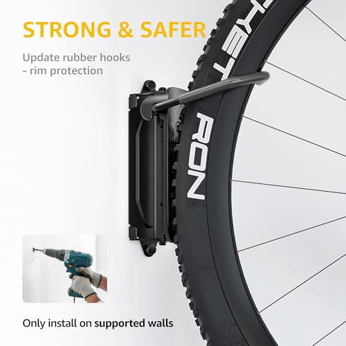 monTEK Swivel Bike Wall Mount ? 2 Pack Garage Bike Hanger & Space-Saving Vertical Bike Rack for Garage & Apartment, Sturdy Bike Storage Hook Holds 66 lbs, Easy Installation & Scratch-Proof Design