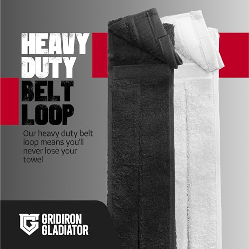Football Towel - Absorbent Cotton QB Towel with Belt Loop - Black and White - 15x12 inches