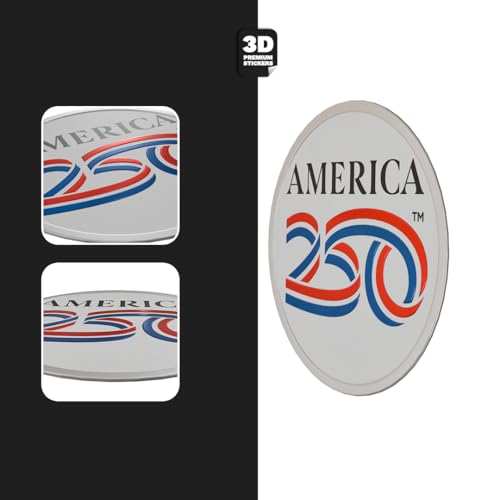 America 250th Anniversary Sticker - 3D White Round Design
