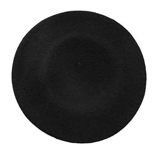 Wool French Beret Hat for Women & Men - Black Color
