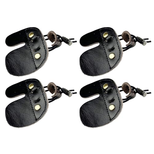 Leather Archery Finger Tabs - 2 Pack, Adjustable Right Hand Protector