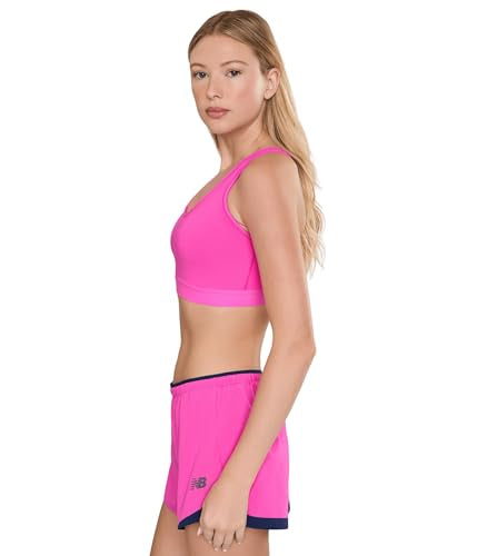 New Balance Women's NB Essential Run Sports Bra Pink Heat Medium D/DD
