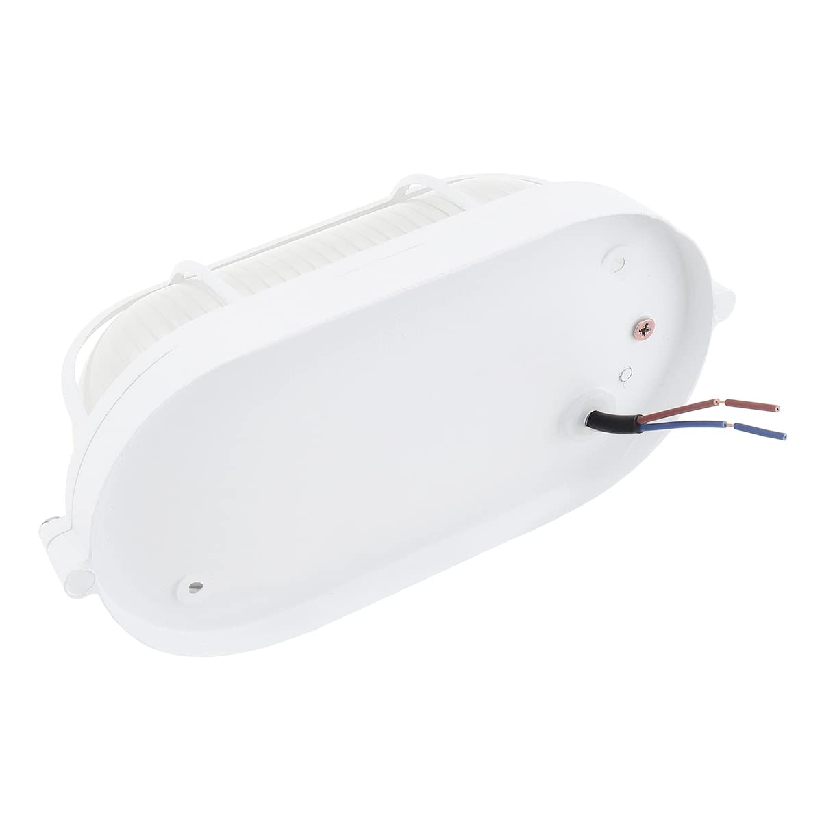 RTNLIT Nautical Bulkhead Light Fixture, White Outdoor Wall Light Fixture for Wall or Ceiling, Wet Location for Sauna Room, (Grid Oval, with Frosted Glass Lens, E26 Base)