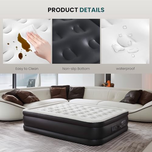 DUMOS Queen Air Mattress with Built-in Pump, 22in Thick, 80 x 60 in - 660 lb Capacity