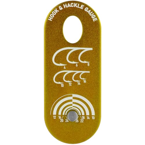 Dr.Fish Gold Anodized Aluminum Fly Tying Hackle & Hook Gauge for Fishing