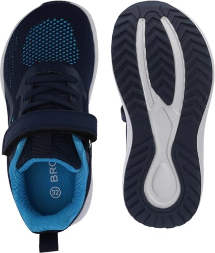 BRONAX Kids Wide Toe Box Tennis Shoes for Boys & Girls Dark Blue 4W