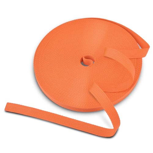 3/8" Heavy Duty Nylon Webbing Strap - 12 Yards - Orange