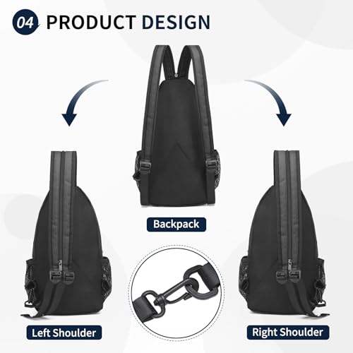 Small Convertible Sling Bag for Women Men - Fits 7.9 and 11 Inch Tablets, Black