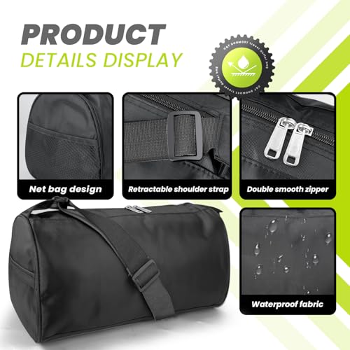 Small Waterproof Travel Duffel Bag - Foldable Gym Bag - Black - 15 Inches