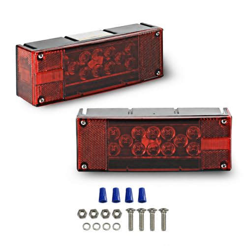 Wellmax LED Boat Trailer Lights - Submersible Marine Waterproof Tail Lights Kit