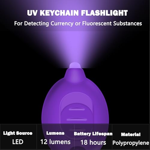 Mini UV LED Keychain Flashlight - 6 Pack Purple