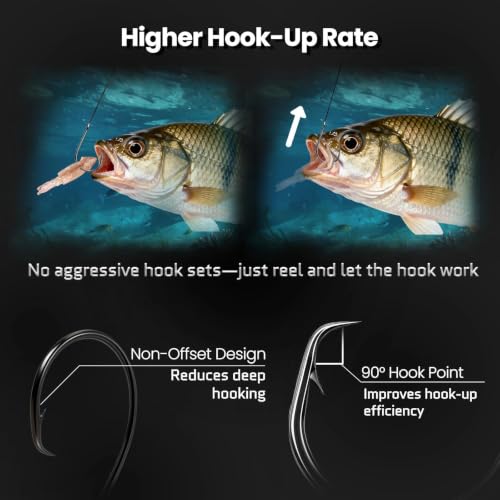 Circle Hooks for Fishing - Inline Design, 50 Pcs, Size #2