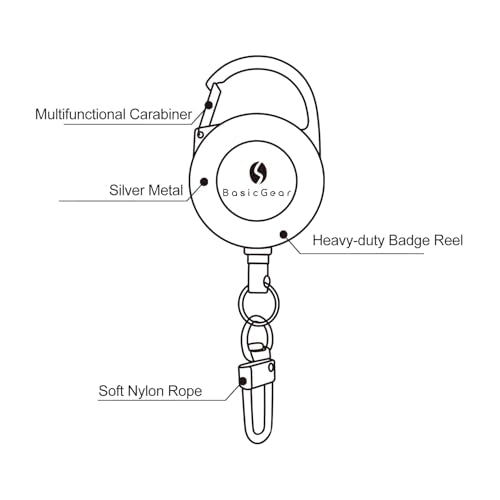 Retractable Keychain 2-Pack - Heavy-Duty Brushed Metal Silver