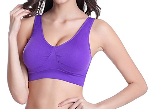 Vermilion Bird Women's 3 Pack Seamless Sports Bras with Removable Pads, X-Large, 8 Colors