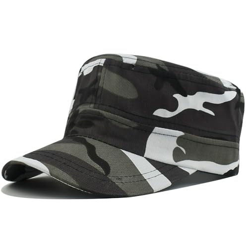 Adjustable Camo White Cadet Army Cap - Unisex Military Hat