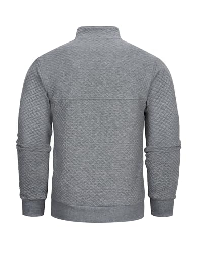 Men's Quilted Pullover Sweatshirt with Stand Collar and Pocket