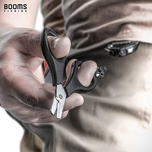 Fishing Scissors for Braided Line - Serrated Shears with Retractor, 3.9” Black