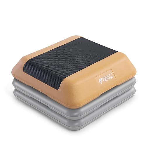 Circuit Fitness Peach Fuzz Non-Slip Step Platform with 2 Risers, 16x16 Inches