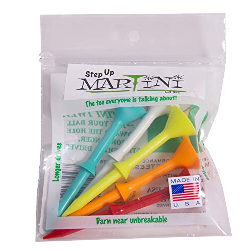 Durable Plastic Golf Tees - 3.25 Inch Step-Up Tees (5 Pack)
