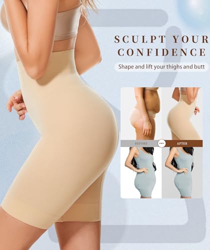 Sellto High Waisted Tummy Control Shapewear Shorts Nude - 1 Pack, Large