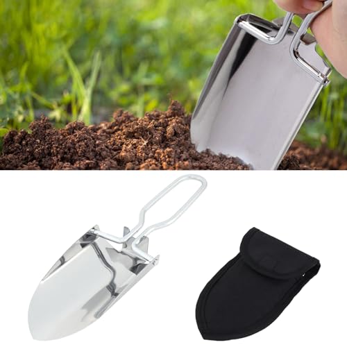 Folding Camping Shovel - Stainless Steel Outdoor Tool - Silver