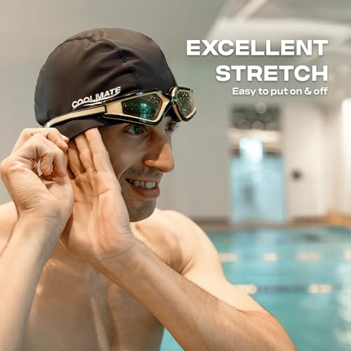 Fabric Swim Cap - Lightweight, Comfortable, Black - Large