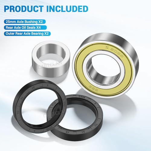 CartClan Set of 2 Golf Cart Rear Axle Bearing Bushing & Oil Seal Kit for Club Car 1986-2014