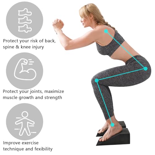 Yesland 2-Pack Yoga Squat Wedge Blocks | Lightweight Slant Boards for Heel Elevated Squats