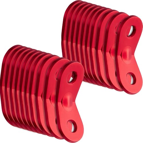 20 Pcs Aluminum Rope Tensioners Guyline Cord Adjusters - Red