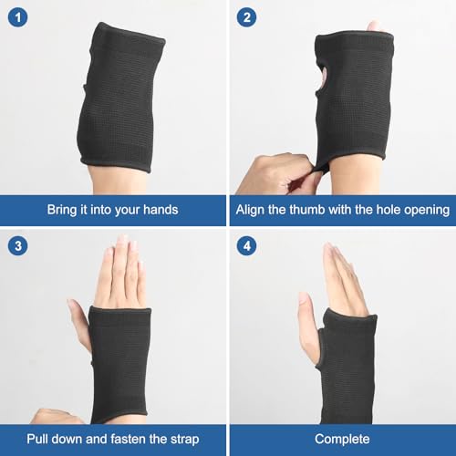 Wrist Compression Sleeves for Fatigue Relief and Support - Black (1 Pair)