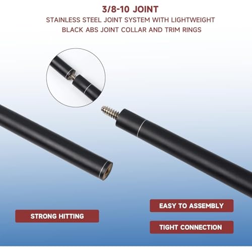 58" Fiberglass Graphite Composite Pool Cue Stick - Matte Black, 21oz