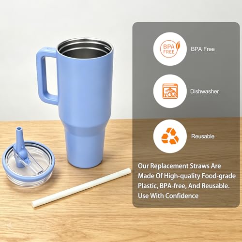 Reusable Replacement Straws for 32 oz Water Bottles - 6 Pack with Brush
