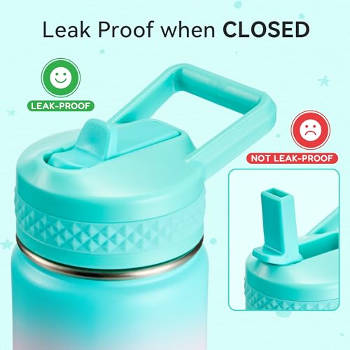 Fijinhom 12oz Insulated Kids Water Bottle with Straw - 304 Stainless Steel, Leakproof BPA-Free